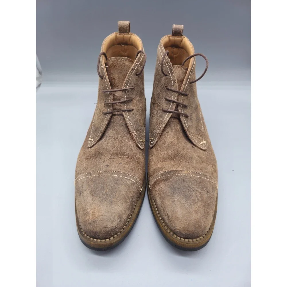 Ron Rider Boot Co Chukka Boot Dianite Sole Leather Brown Destresed Mens 10 A